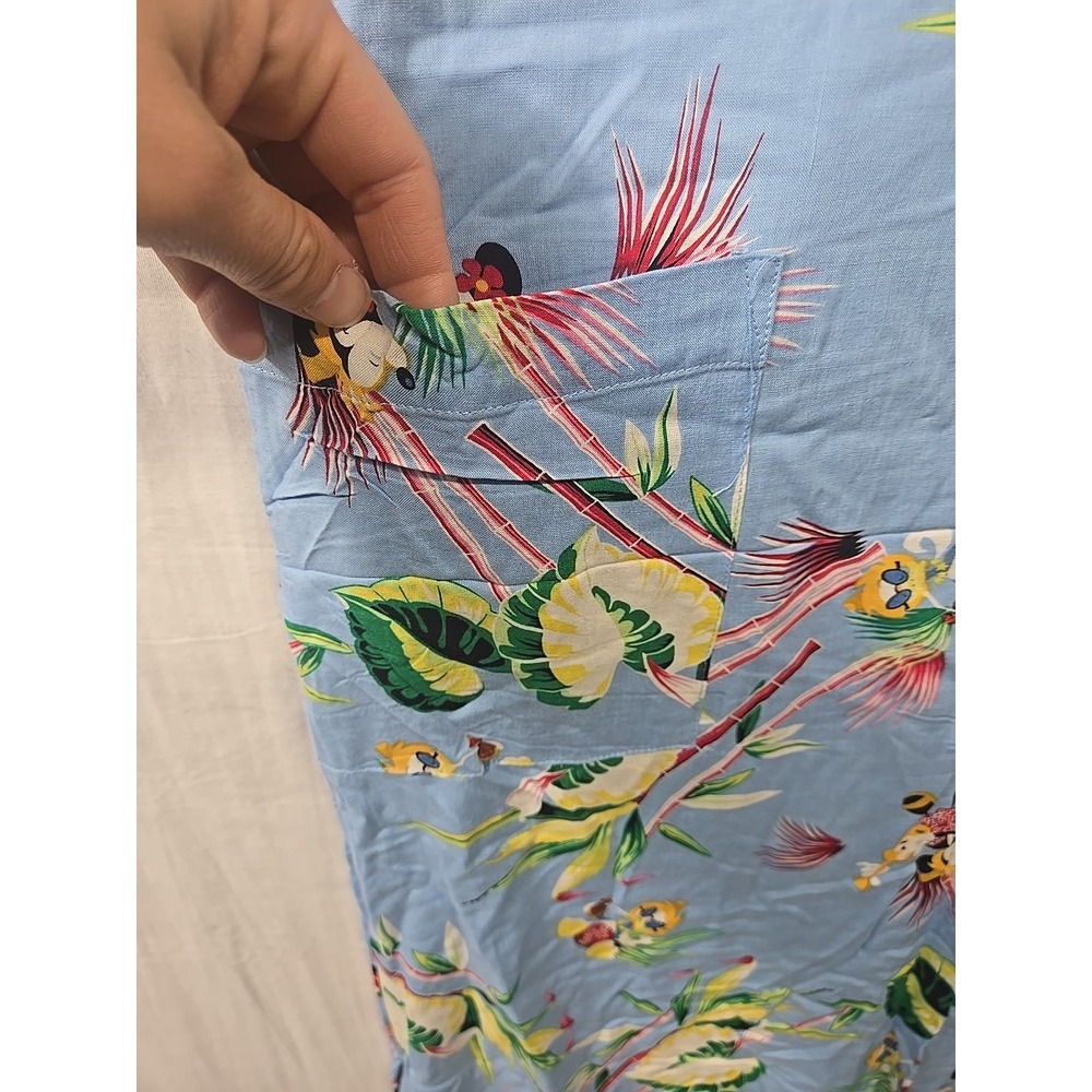 Disney Store Vintage Mickey & Minnie Hawaiian Blue Maxi Dress Women's Size L - Picture 5 of 9